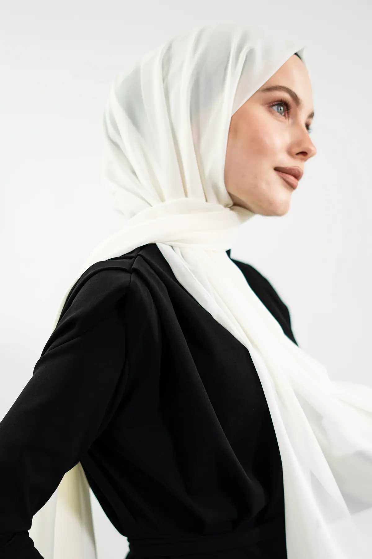 Ecru Chiffon Hijab, view 3