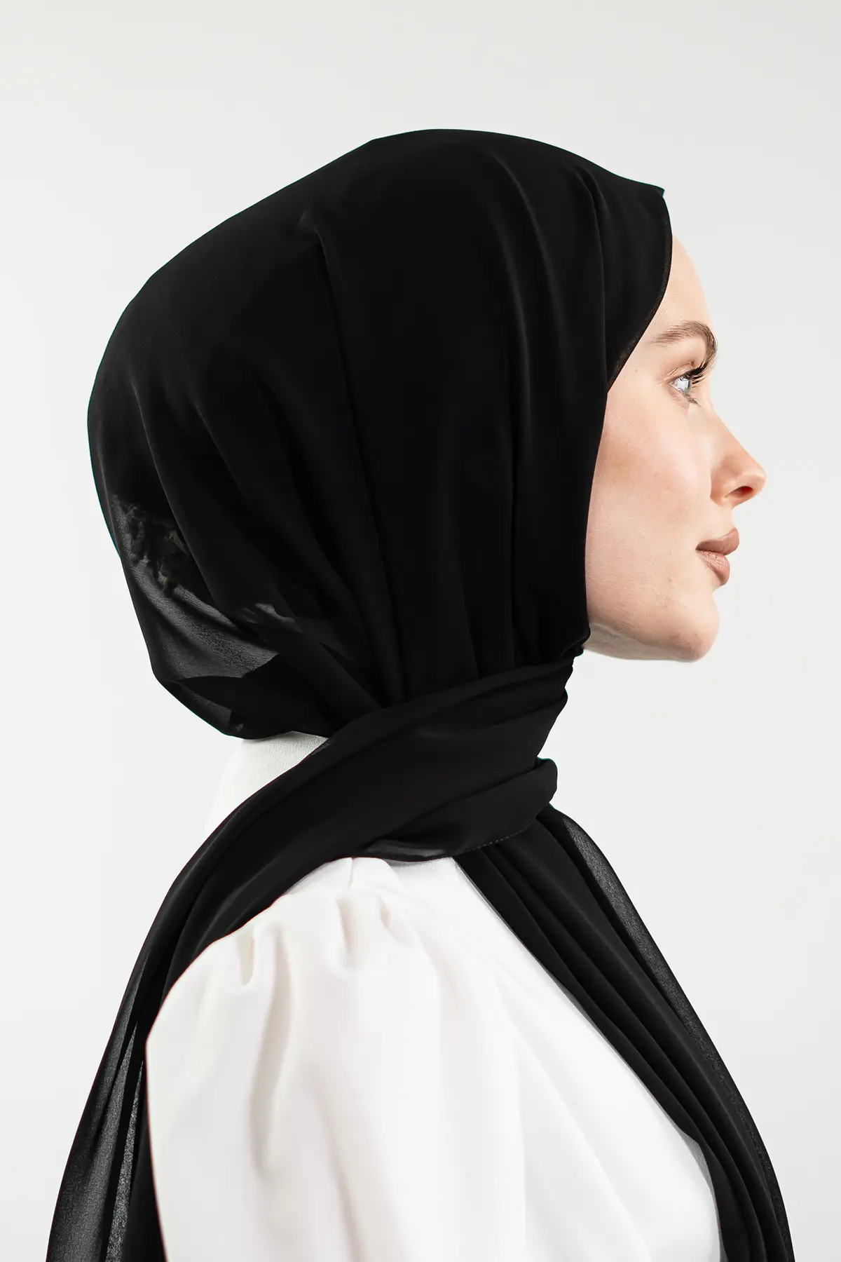 Classic Black Chiffon Hijab, view 2