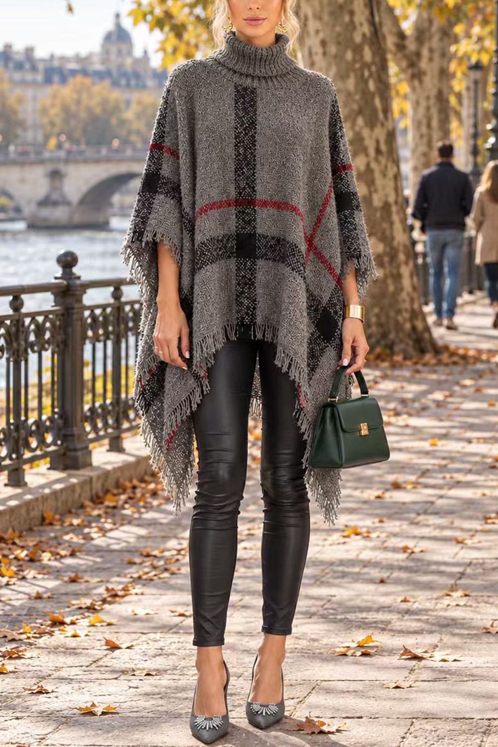 Margovil Chicest Tassel Lattice Cloak Poncho Sweater (A), view 6
