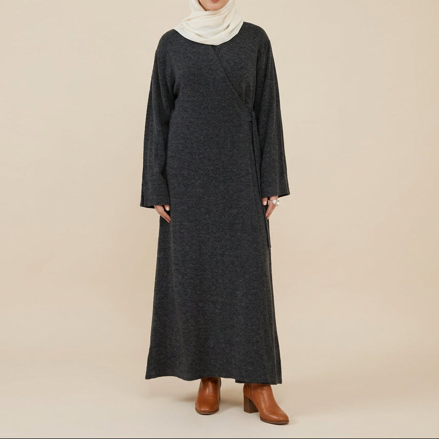 Deren Knit Wrap Abaya, view 4