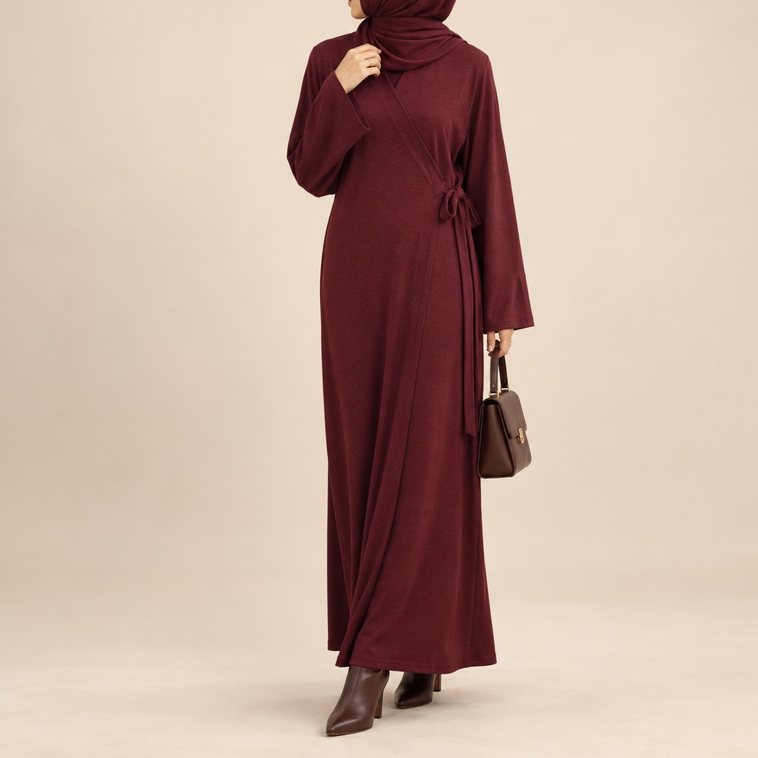Deren Knit Wrap Abaya, view 6