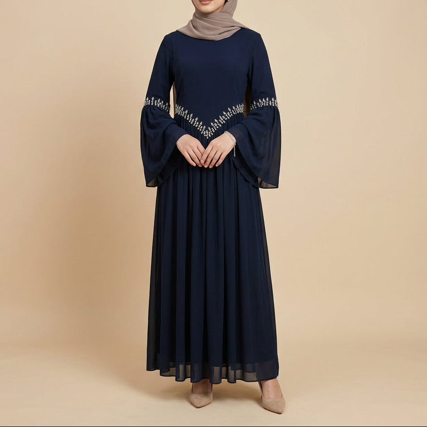 Dilara Beaded Chiffon Maxi Dress, view 3