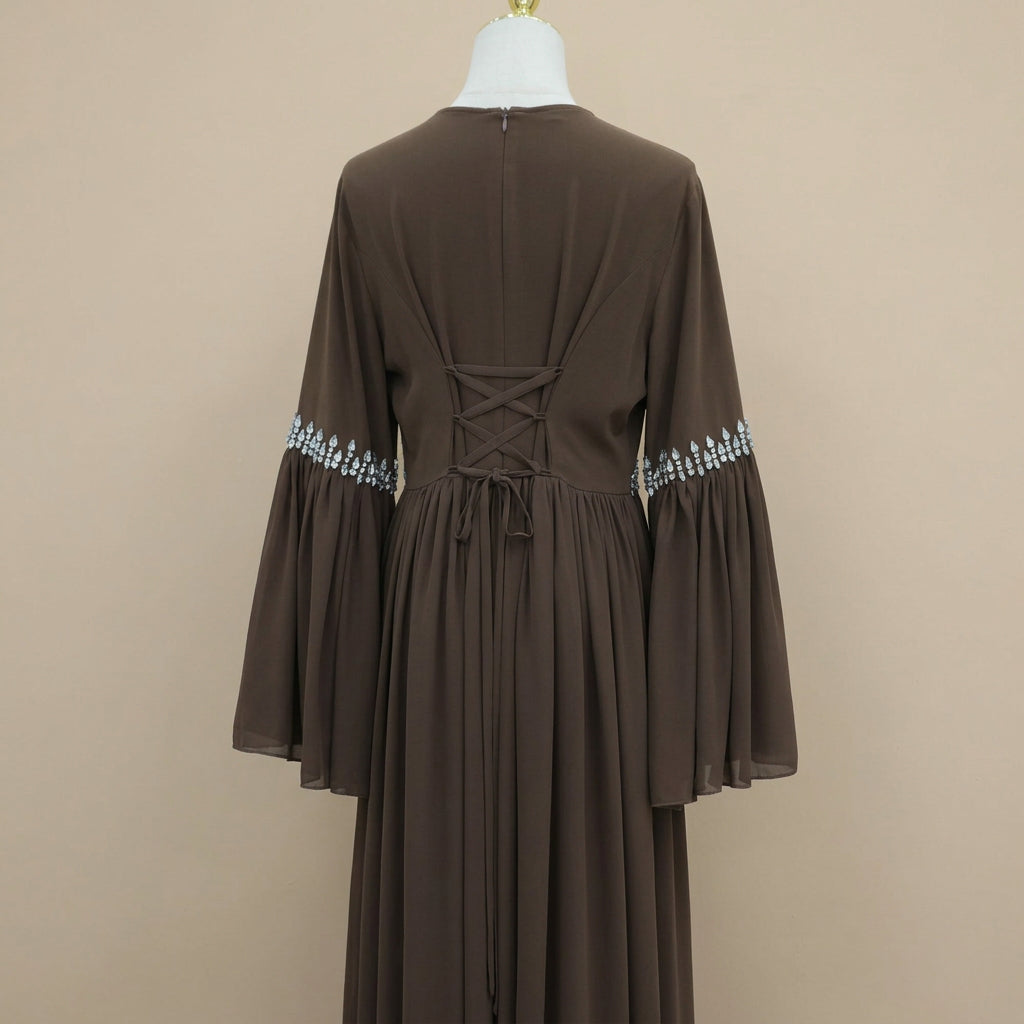 Dilara Beaded Chiffon Maxi Dress, view 8