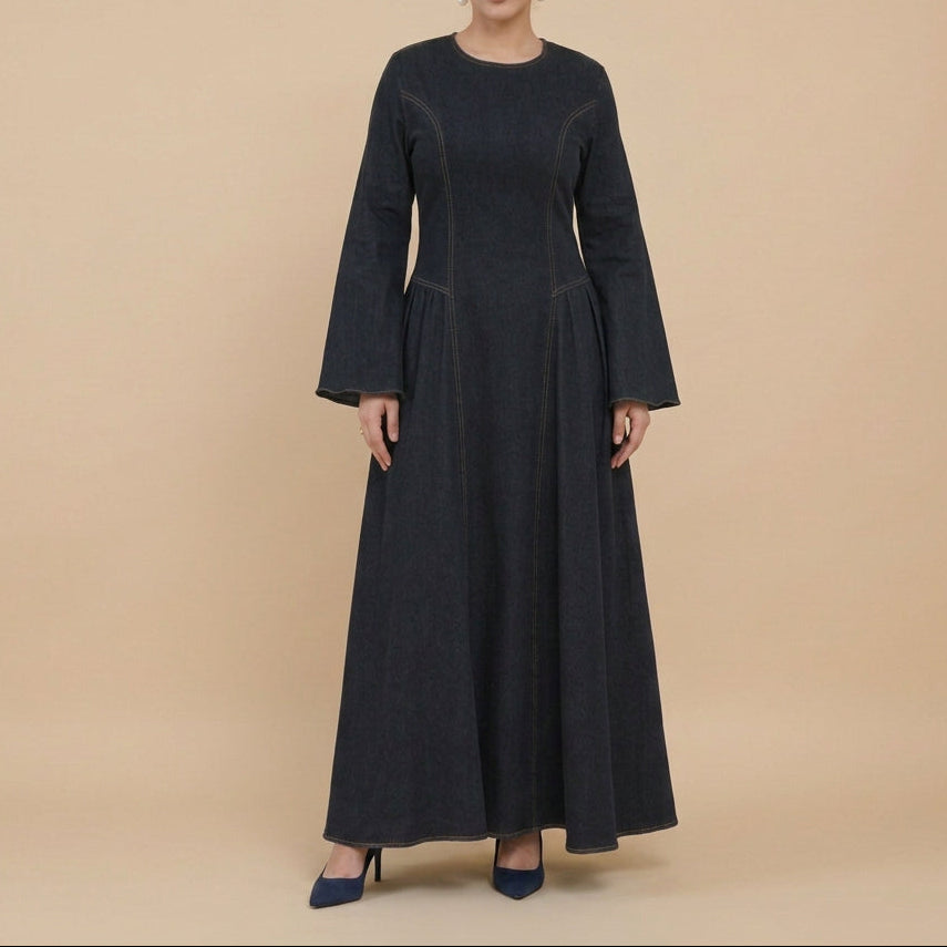Kavira Lace-Up Denim Maxi Dress, view 6