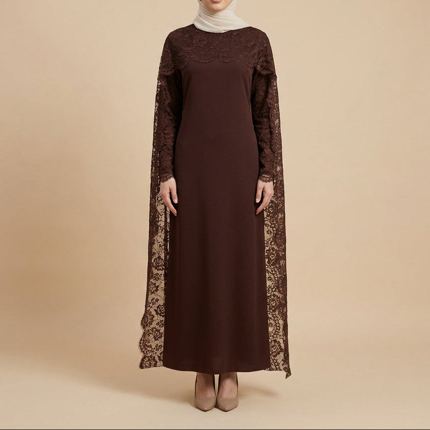Ravella Lace Cape Abaya, view 3