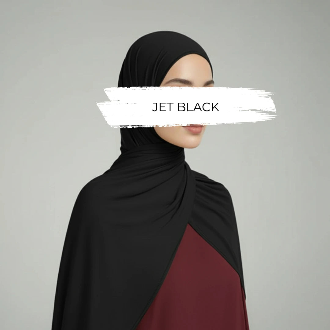 🎁 Jet Black OEKO-TEX® Bamboo Jersey Hijab (100% off) by Try Modest