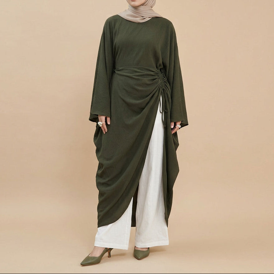 Lejla Ruched Side-Tie Draped Top, view 3