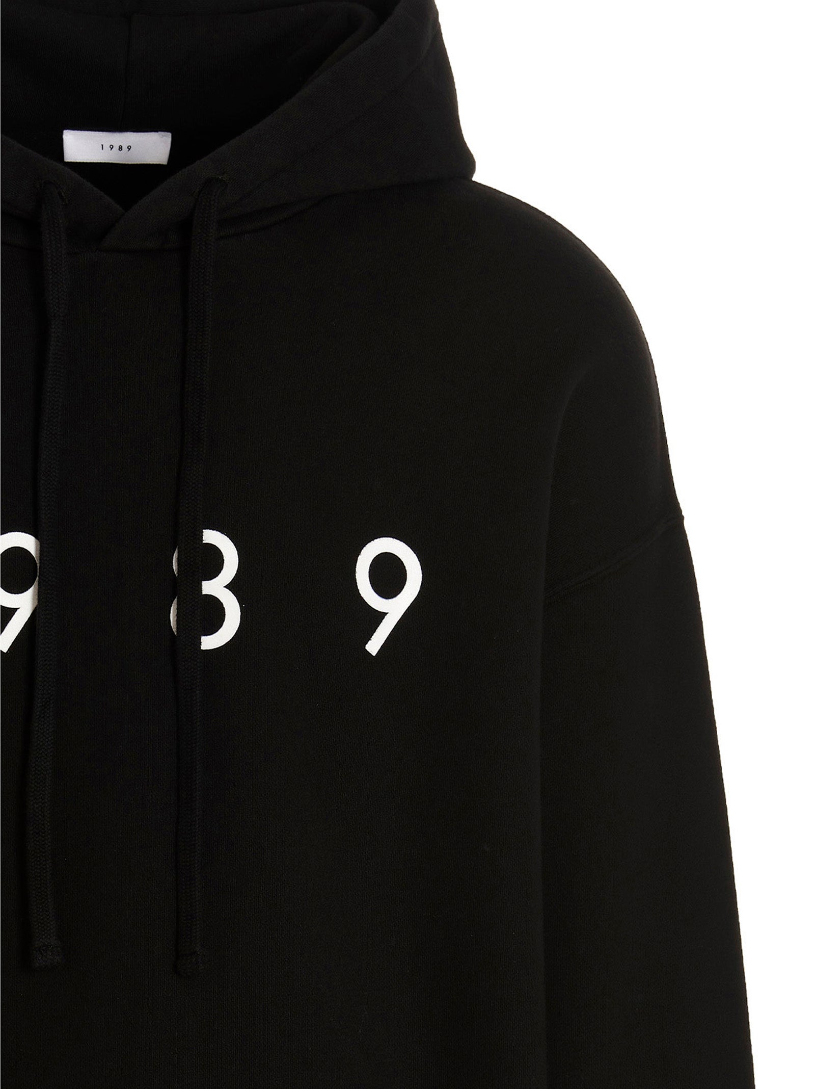 1989 Studio Logo-Print Cotton Hoodie — Black, view 3