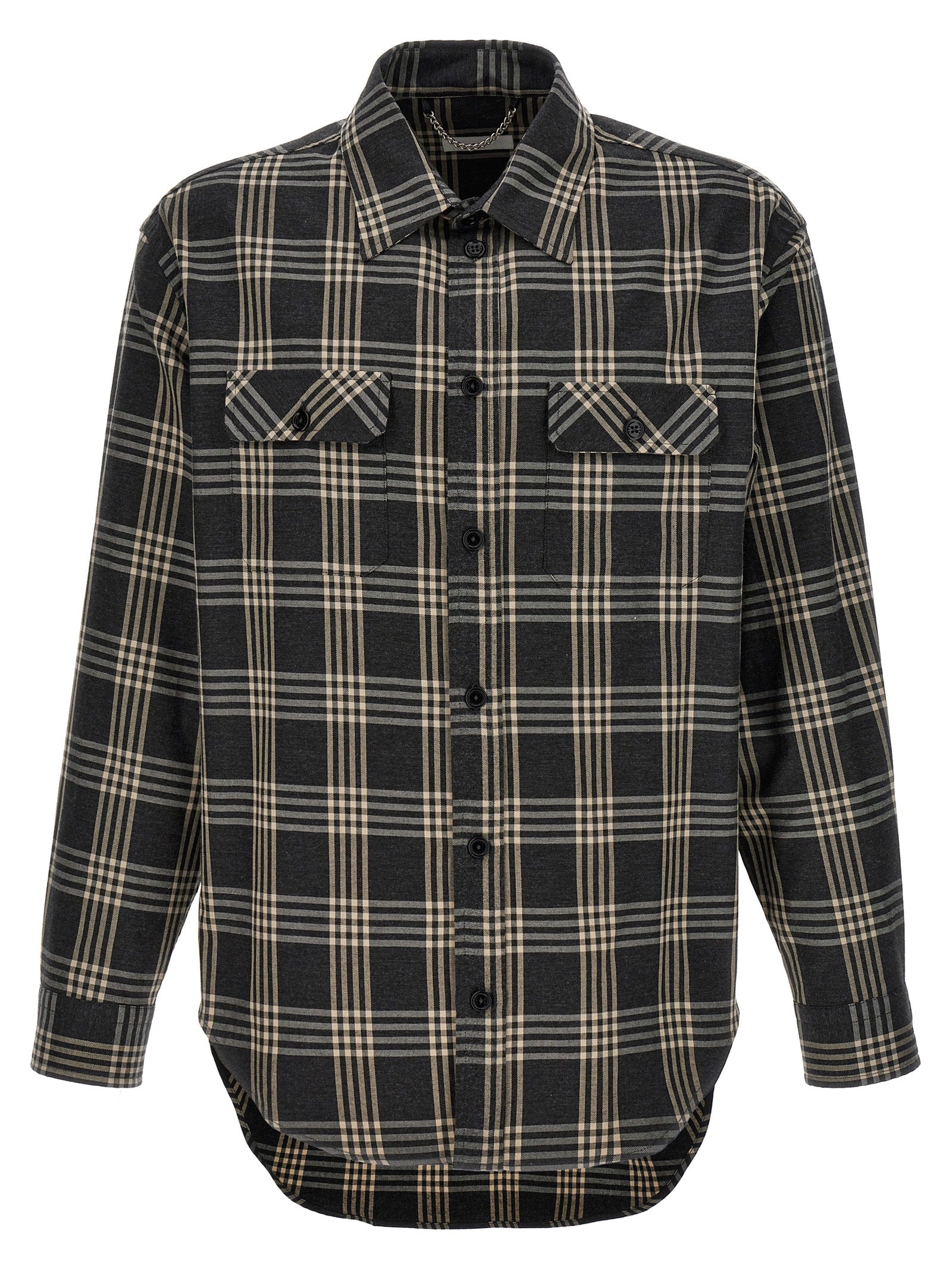1989 Studio Check-Print Cotton Flannel Shirt — Gray by 1989 Studio