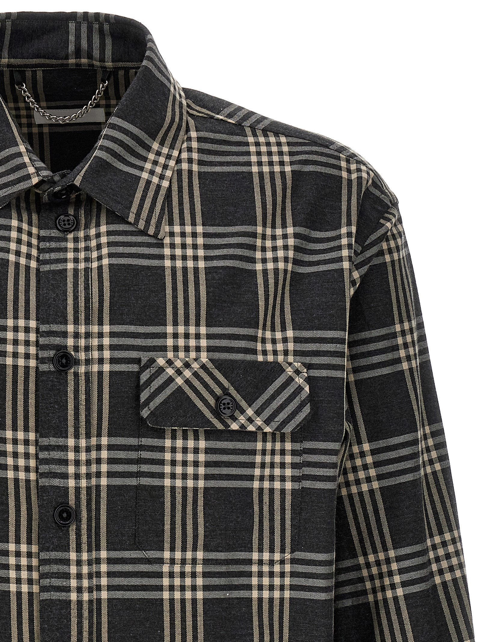 1989 Studio Check-Print Cotton Flannel Shirt — Gray, view 3