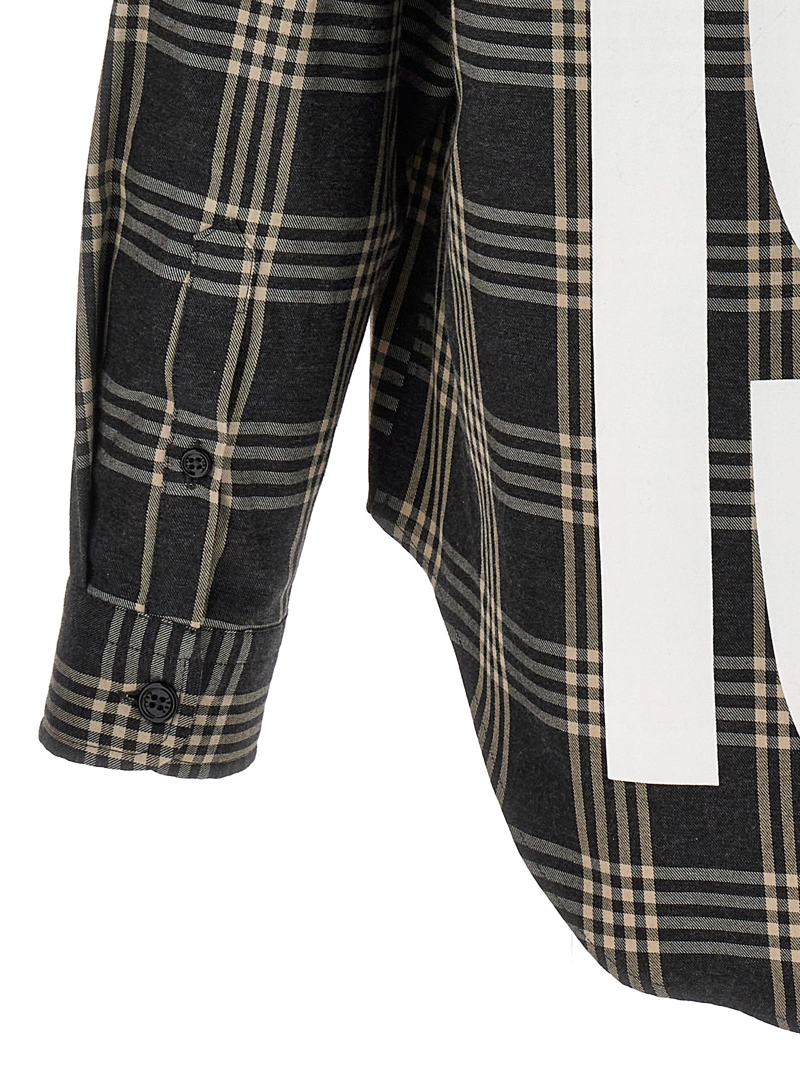 1989 Studio Check-Print Cotton Flannel Shirt — Gray, view 4