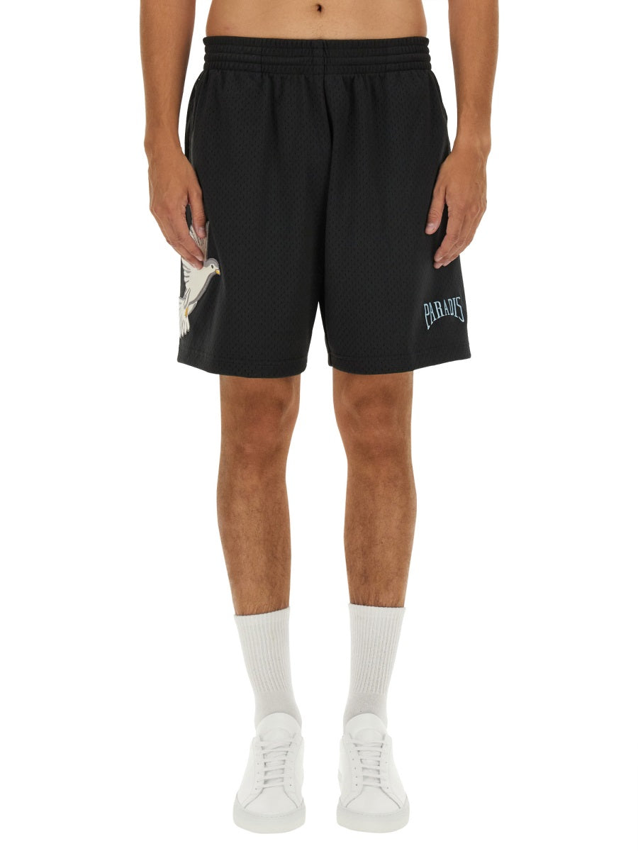 3.Paradis Logo-Embroidered Bermuda Shorts — Black, view 2
