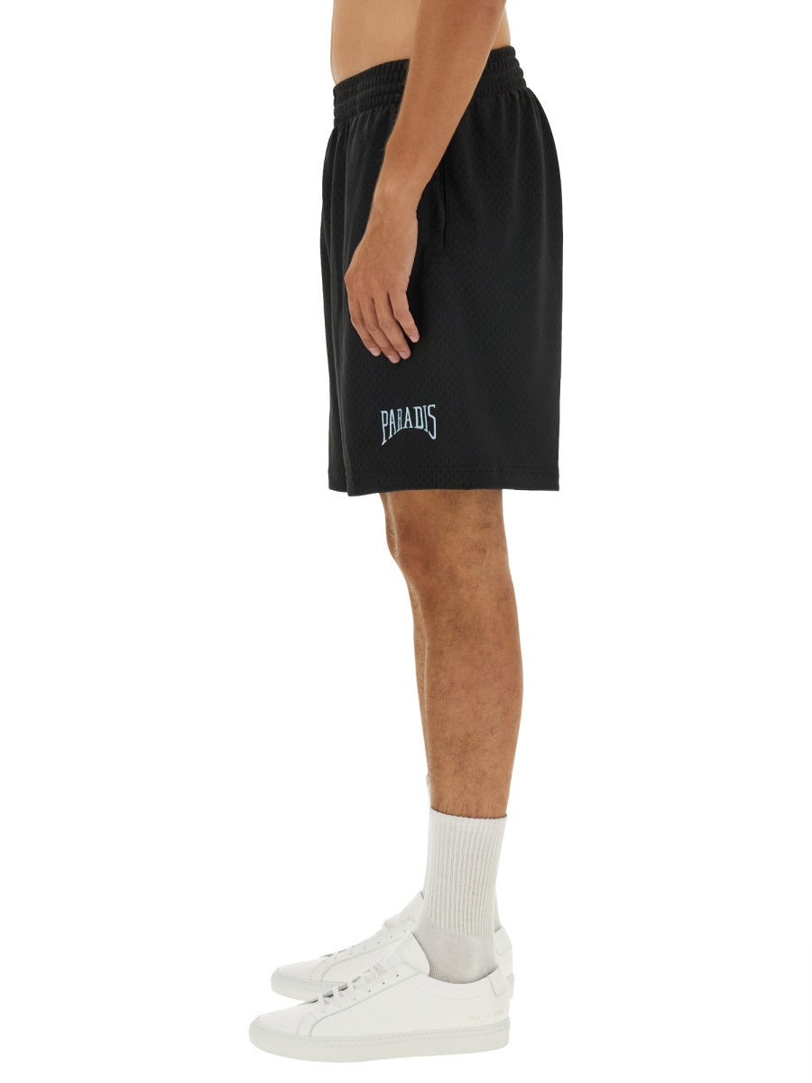 3.Paradis Logo-Embroidered Bermuda Shorts — Black, view 4