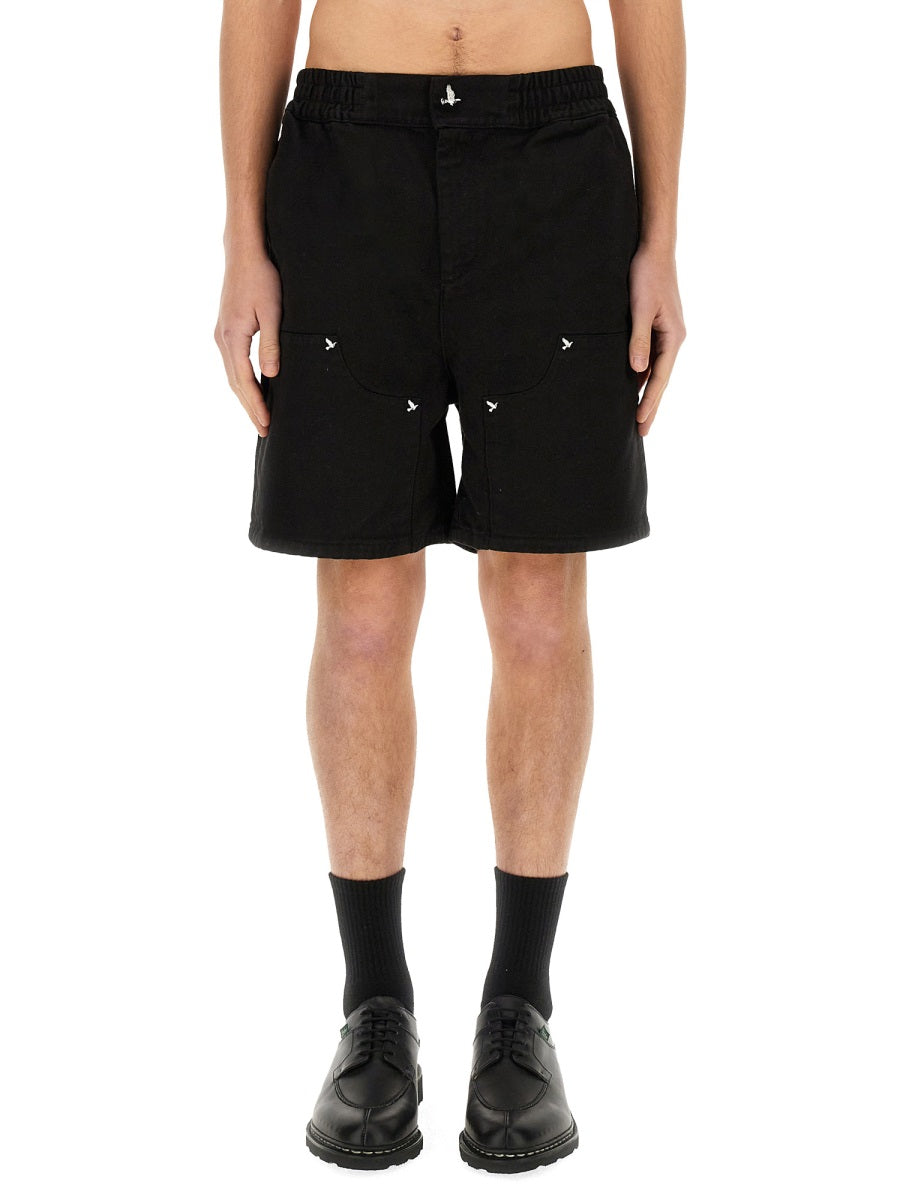3.Paradis Twill Cotton Shorts — Black, view 2