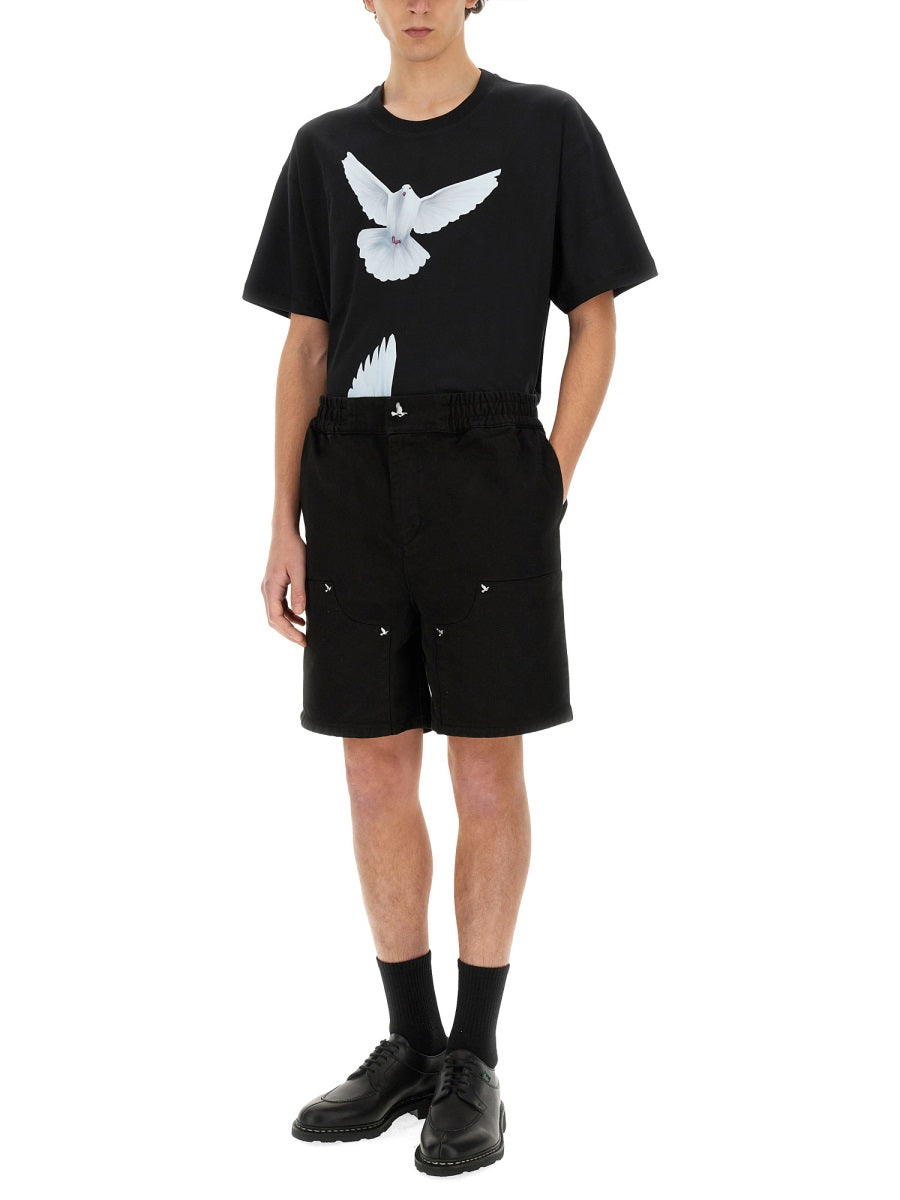 3.Paradis Twill Cotton Shorts — Black, view 3
