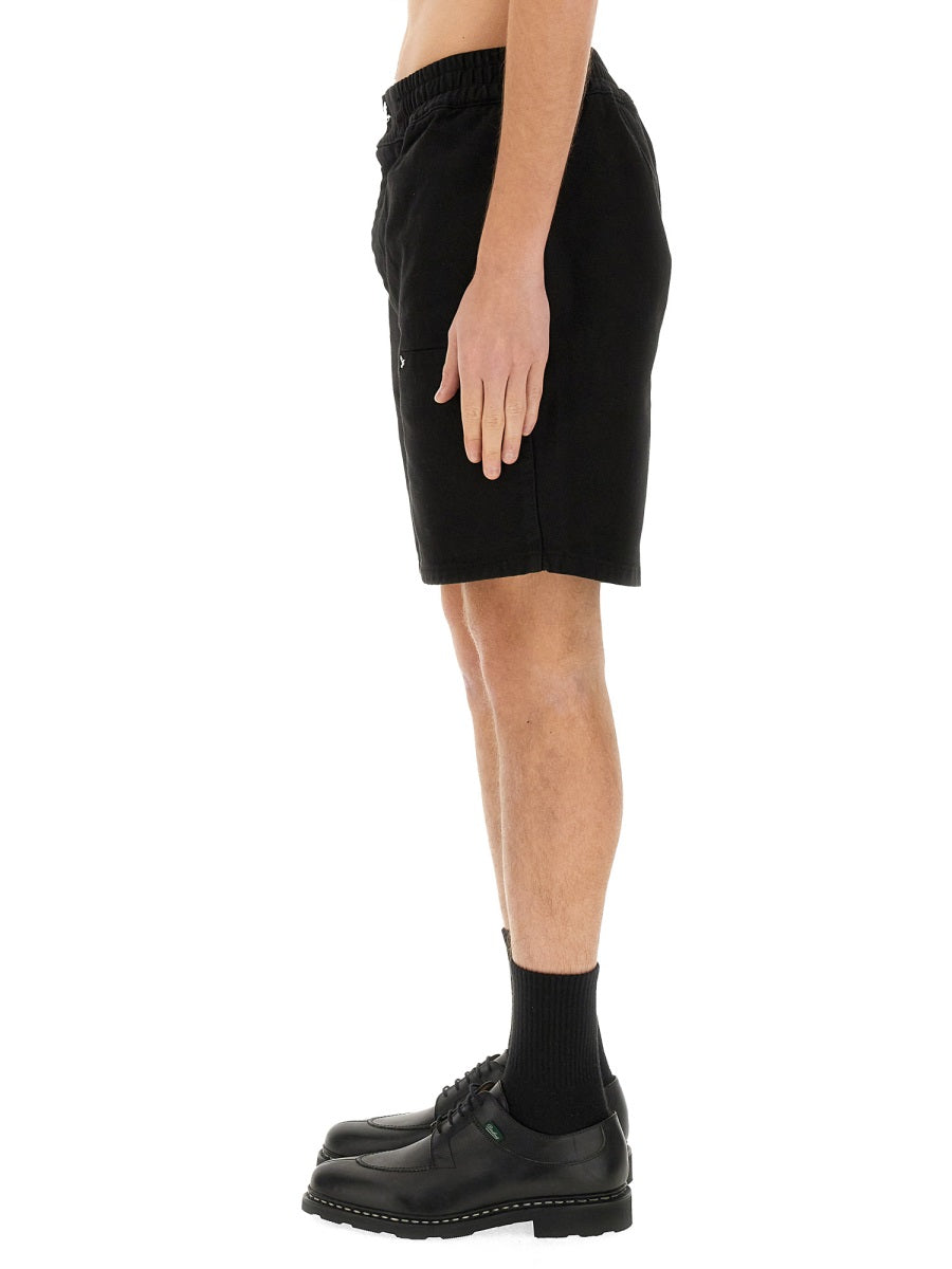 3.Paradis Twill Cotton Shorts — Black, view 4