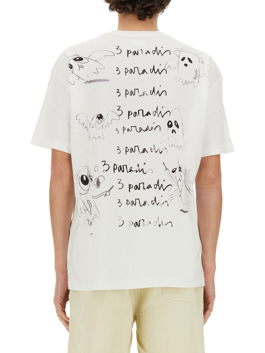 3.Paradis Art Collaboration Cotton T-Shirt — White by 3.Paradis
