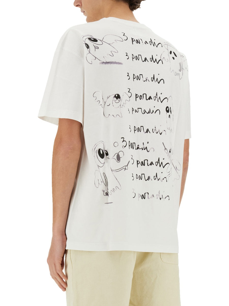 3.Paradis Art Collaboration Cotton T-Shirt — White, view 2