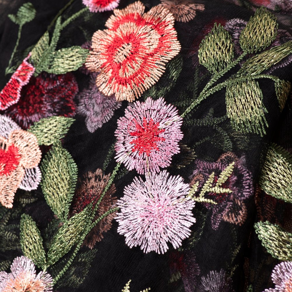 3D-Style Rose Garden Embroidered Open Abaya (MOA275), view 6