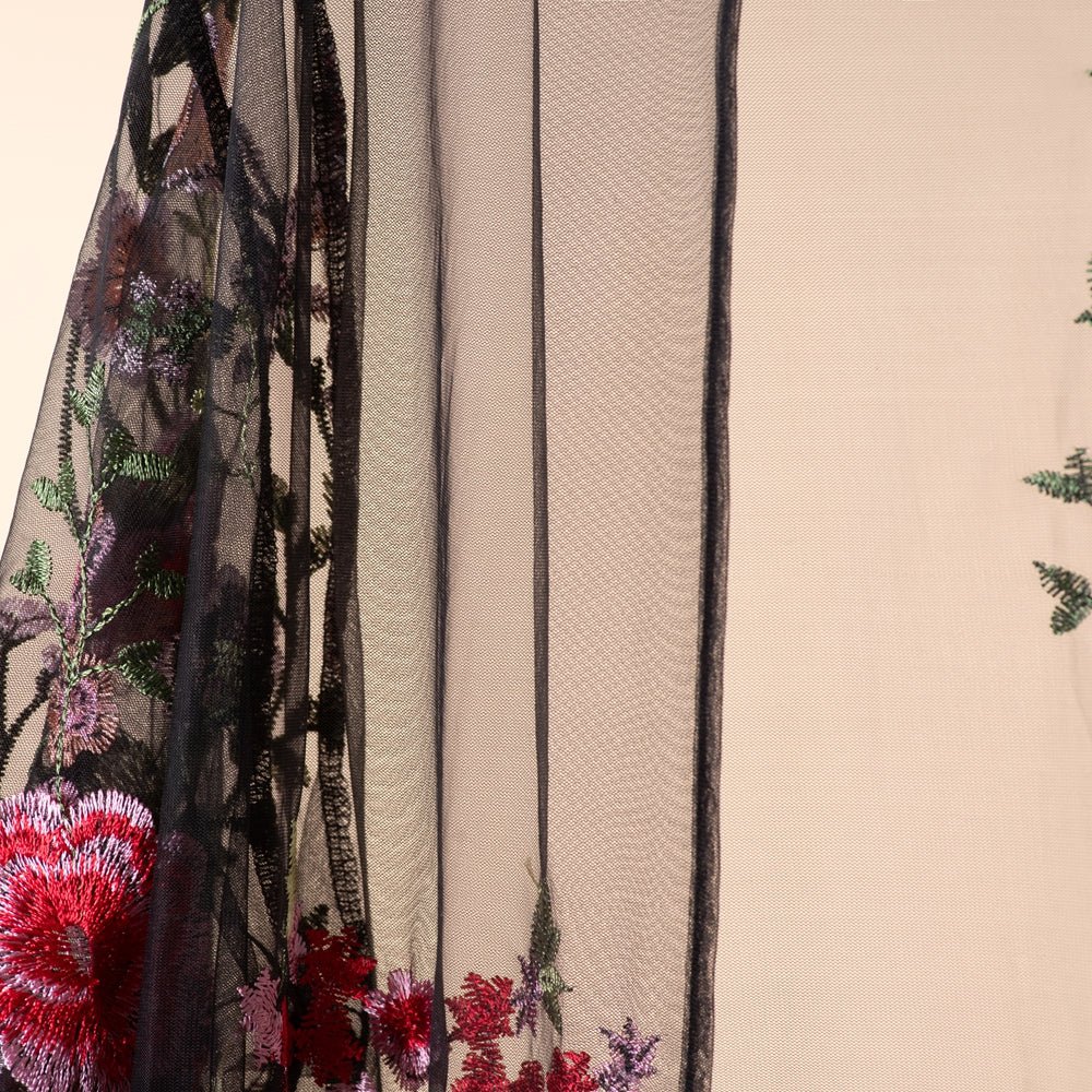 3D-Style Rose Garden Embroidered Open Abaya (MOA275), view 7