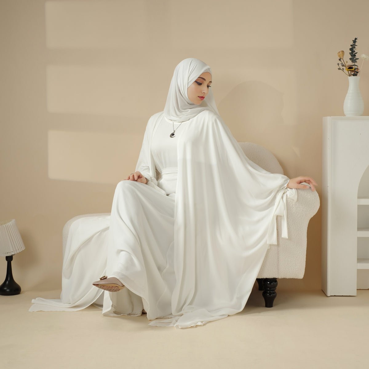 5-Piece Set Farasha Abaya, Premium Farasha Textured Open Abaya (MOA095), view 5