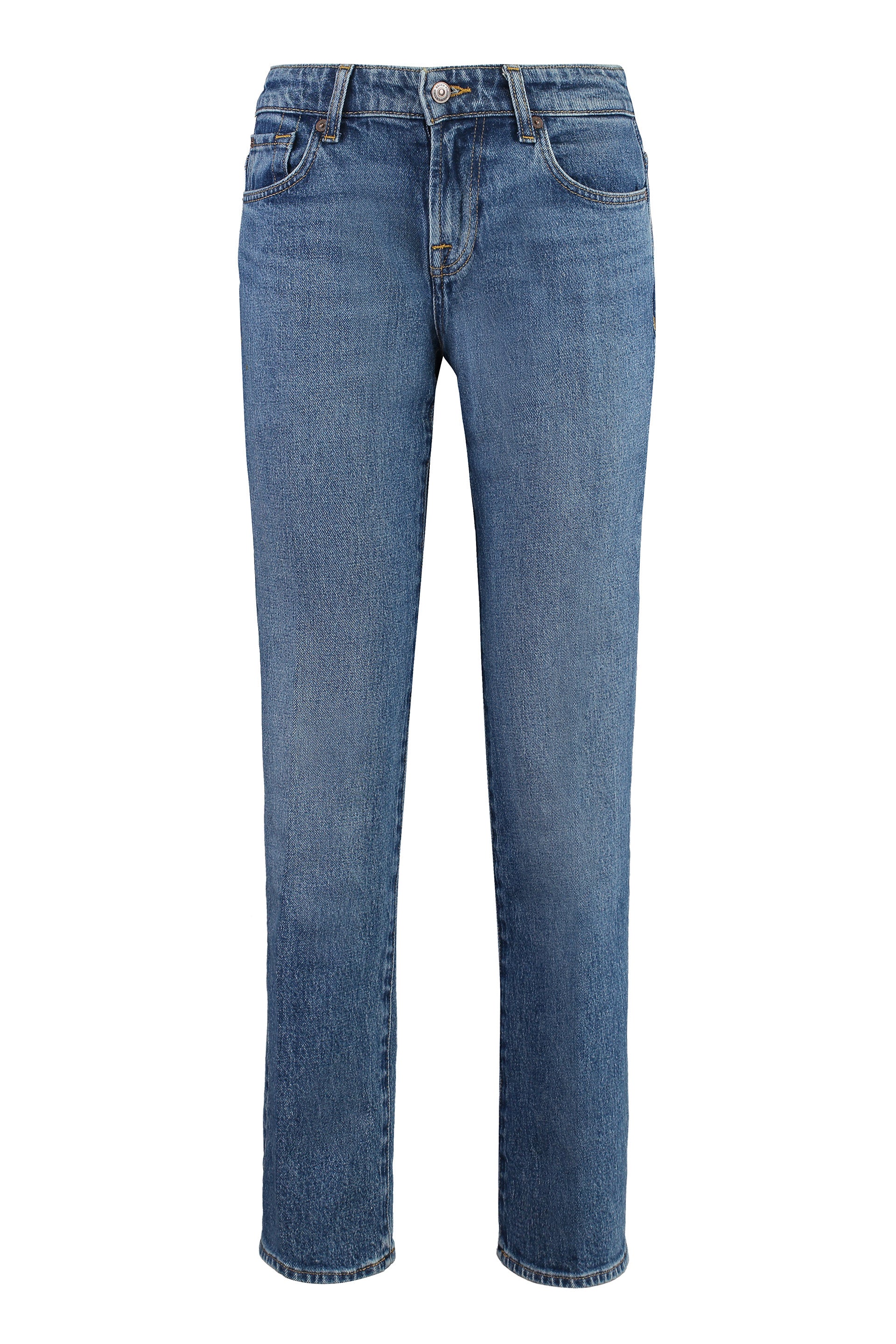 7 For All Mankind Straight-Leg Cotton Denim Jeans — Blue by 7 For All Mankind