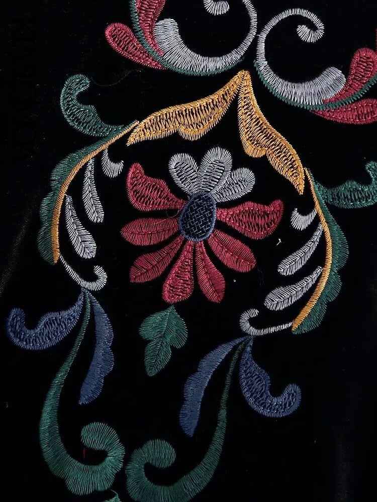 Black velvet embroidered blazer for women-Vintage style, view 7
