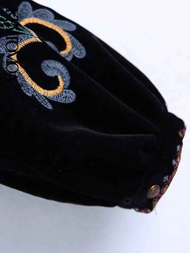 Black velvet embroidered blazer for women-Vintage style, view 8