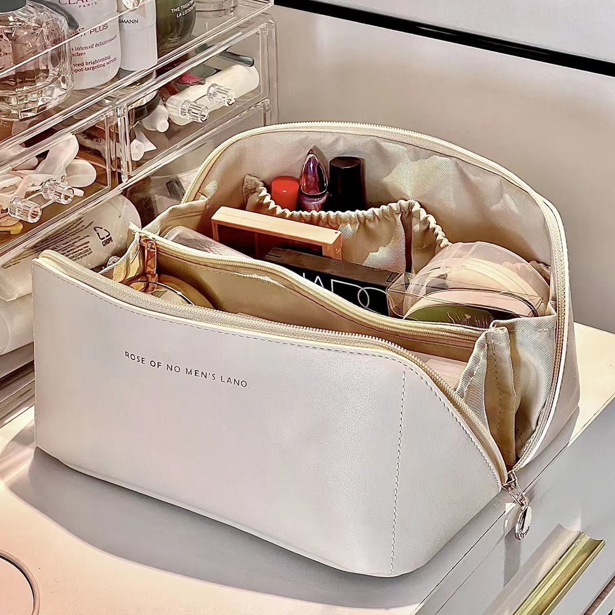 Comfortable Ladies Spacious Pu Leather Travel Cosmetic Bag by Try Modest
