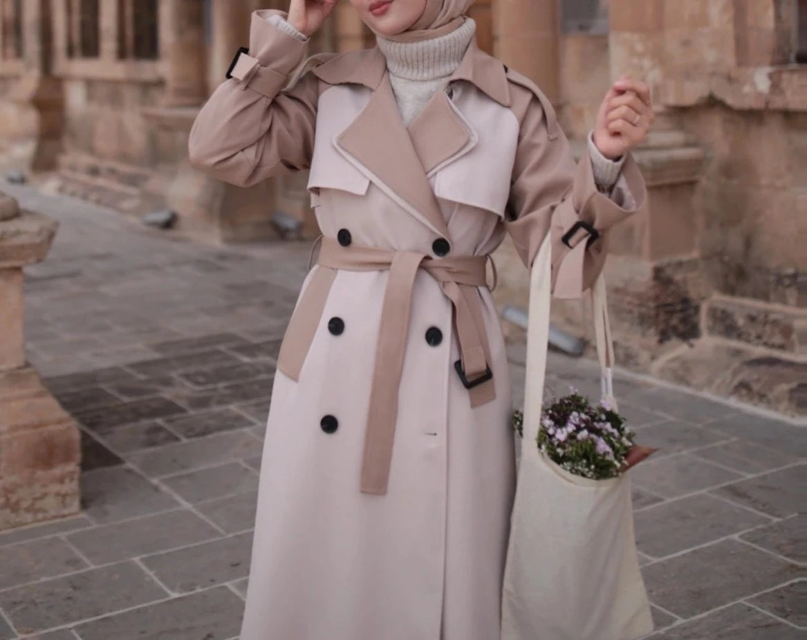 Korean windbreaker Full Sleeved trench coat Wide Waist, view 6