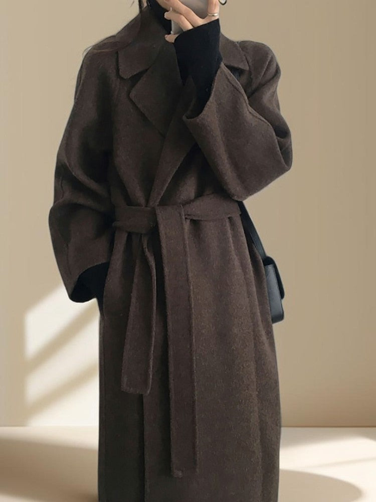Long Wool Coat With Drop Shoulder, view 6