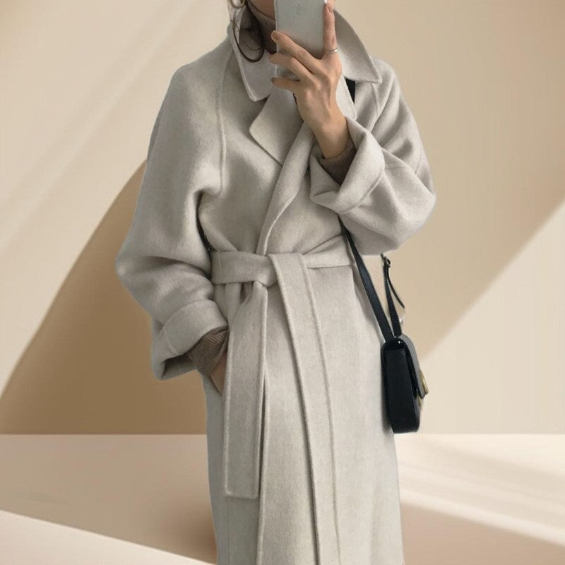 Long Wool Coat With Drop Shoulder, view 8
