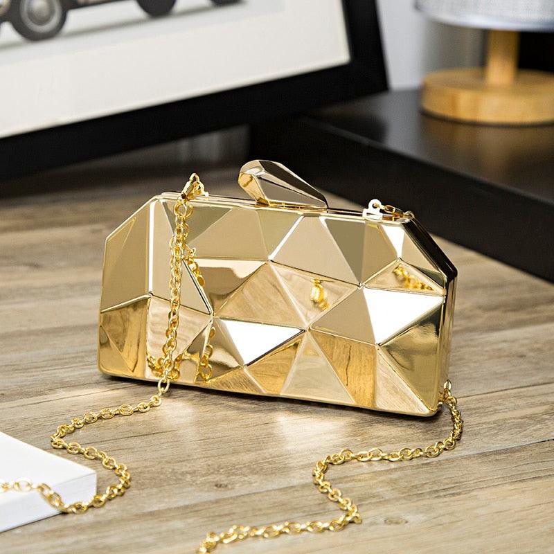 Gold Geometric Evening Clutch for wedding/parties, view 3