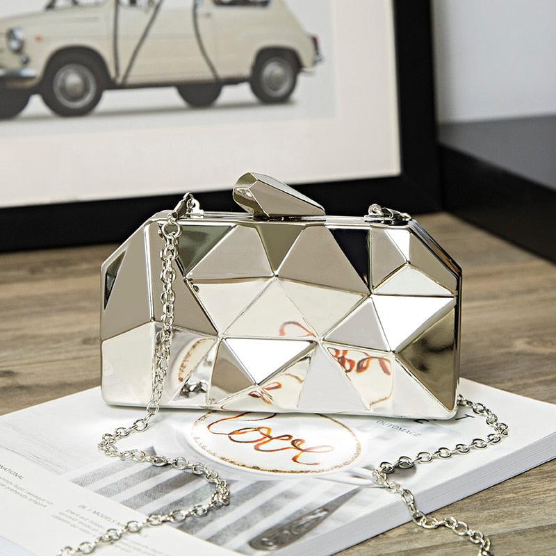 Gold Geometric Evening Clutch for wedding/parties, view 4