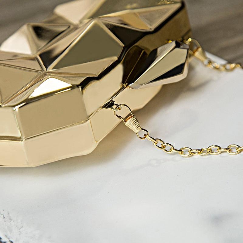 Gold Geometric Evening Clutch for wedding/parties, view 5