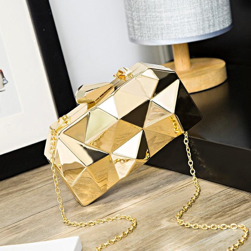 Gold Geometric Evening Clutch for wedding/parties, view 6