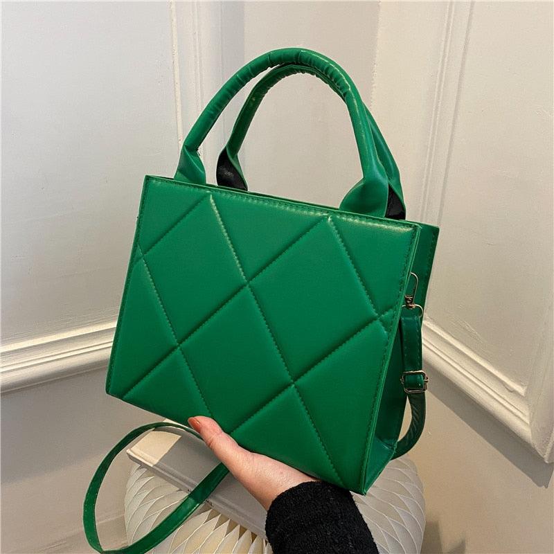Trendy Plaid PU Leather Handbag by Try Modest
