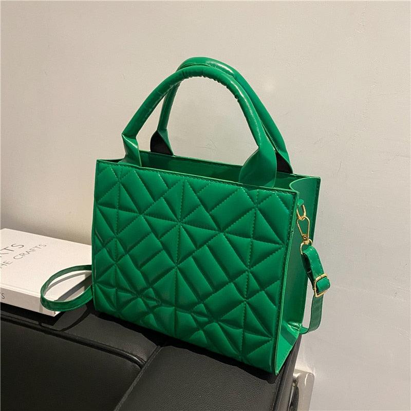 Trendy Plaid PU Leather Handbag, view 4