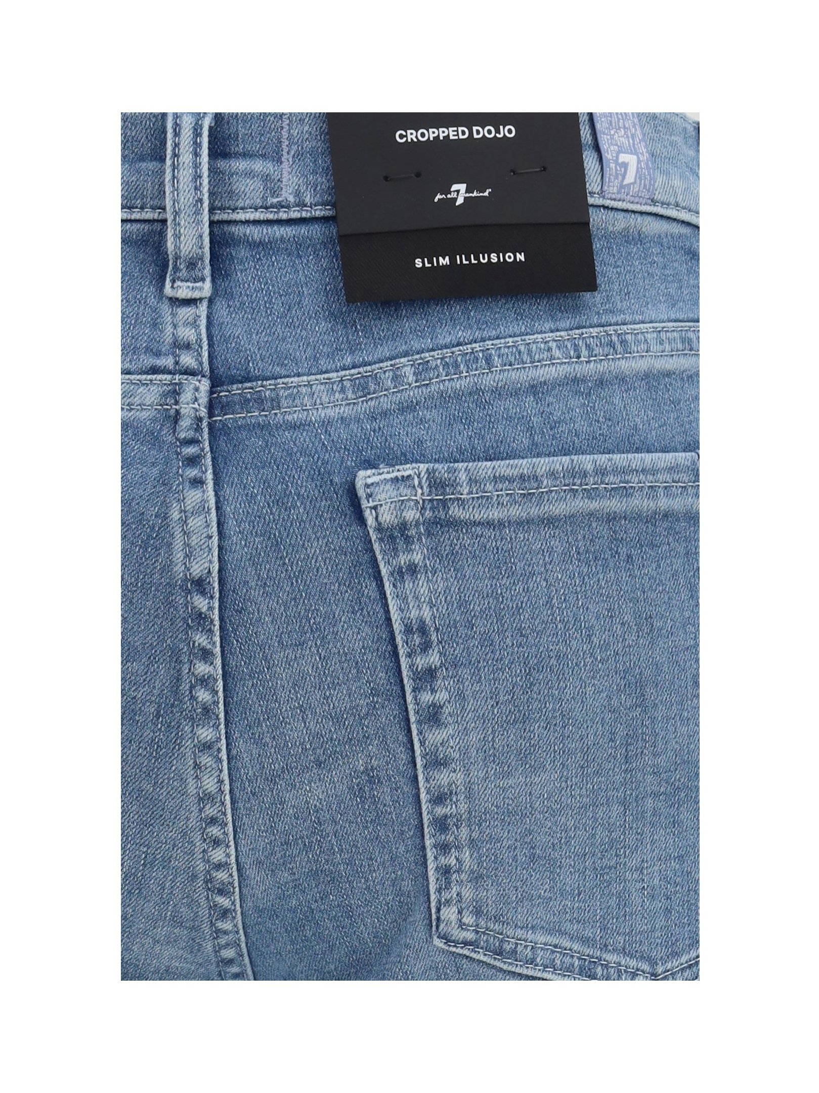 7for Cropped Flared with Raw Hem Jeans — Blue, view 3