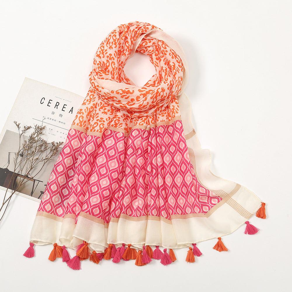 Geometric tassel stole, view 3
