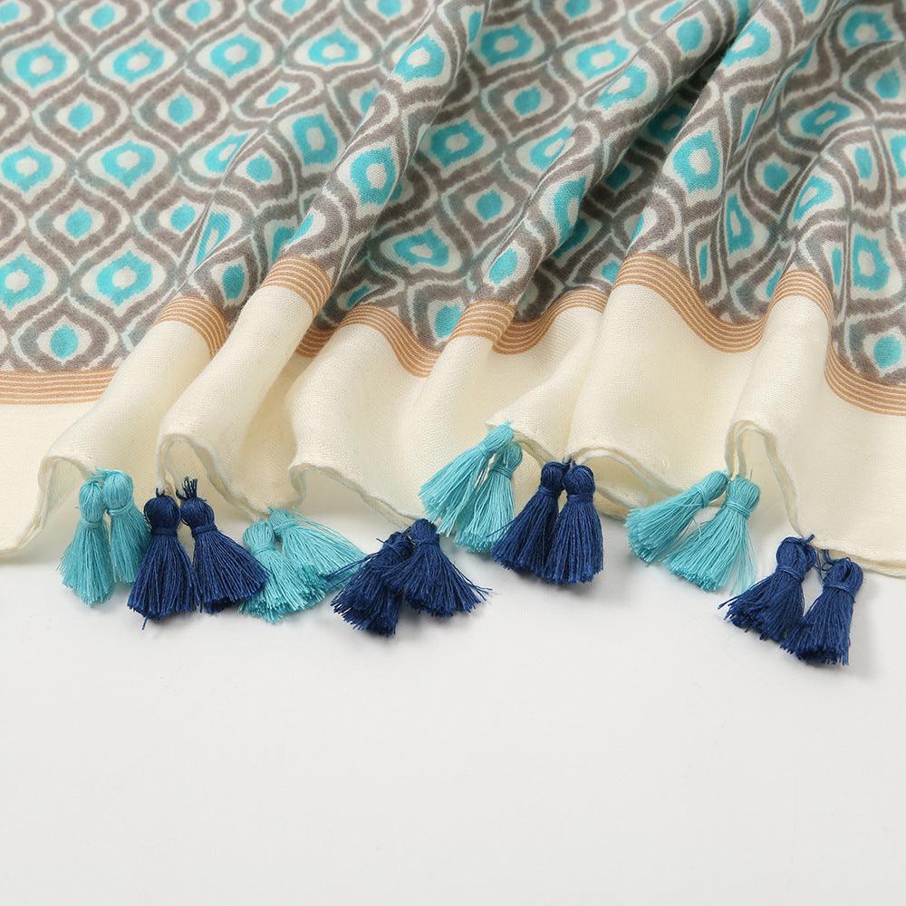 Geometric tassel stole, view 7