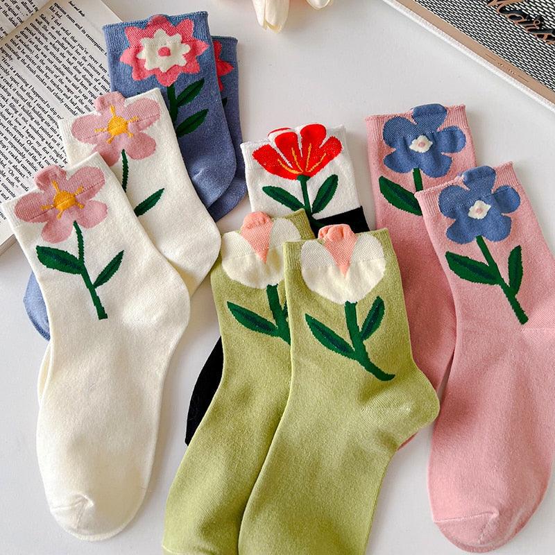 Flower mid-tube Women Socks, view 2