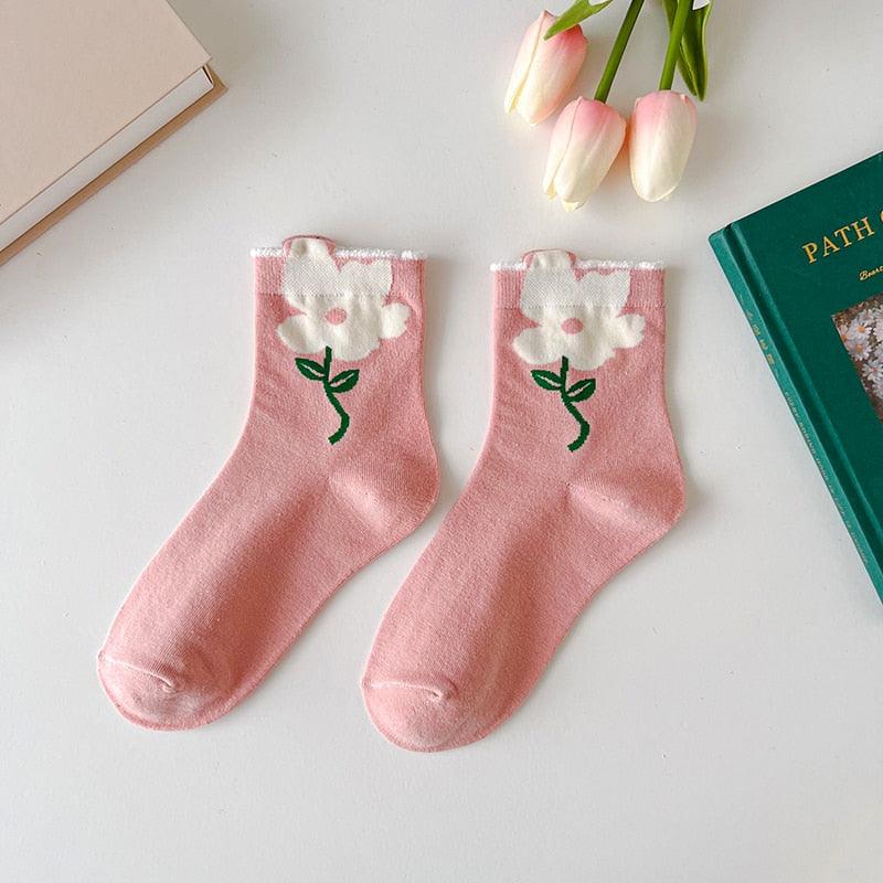 Flower mid-tube Women Socks, view 3
