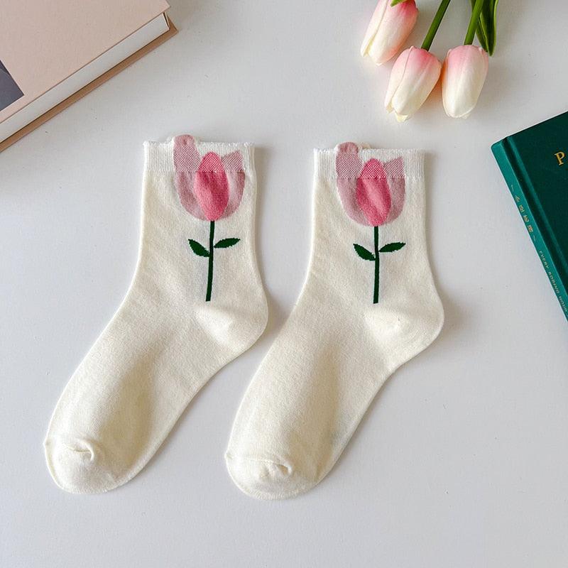 Flower mid-tube Women Socks, view 6