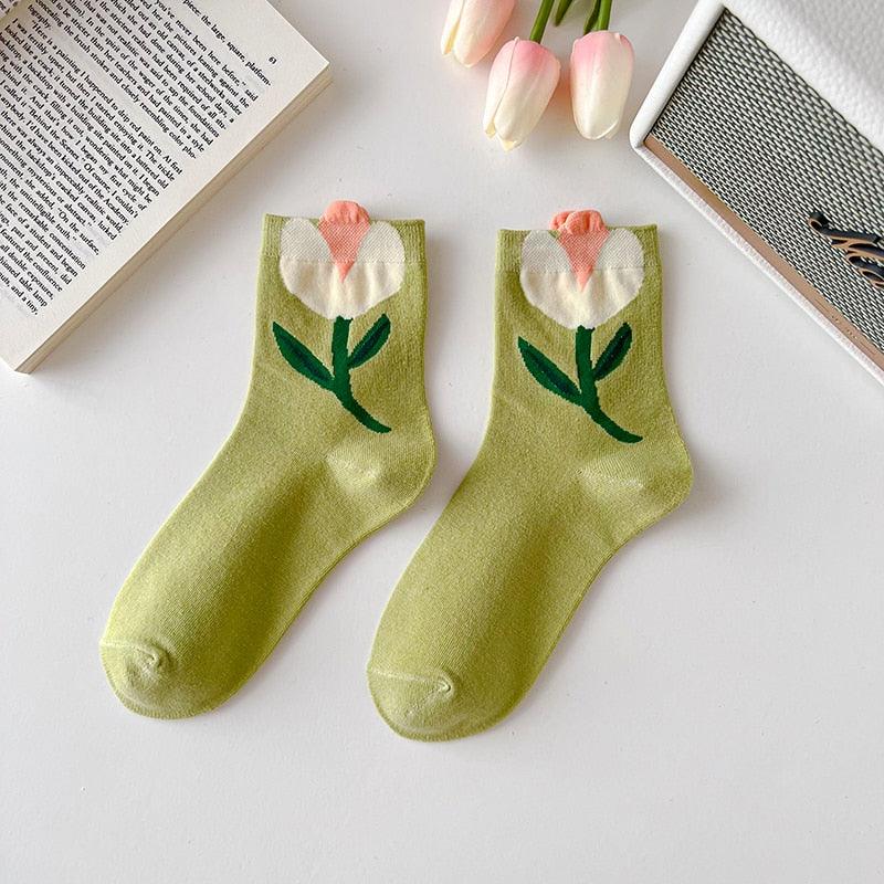 Flower mid-tube Women Socks, view 7