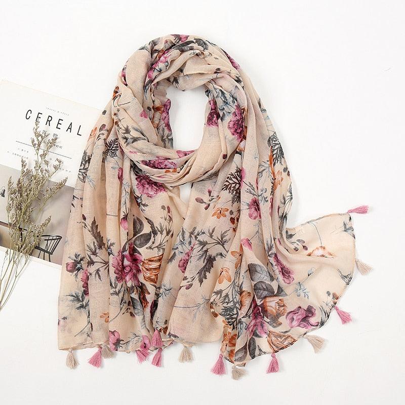 Fresh Floral Tassel Scarfs, view 2