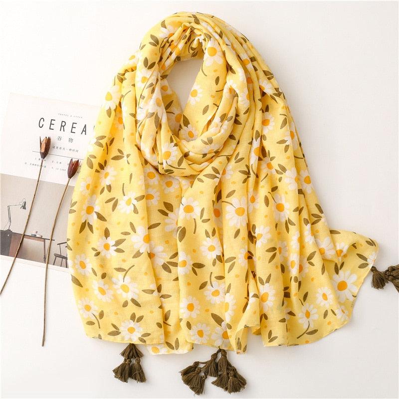 Fresh Floral Tassel Scarfs, view 3