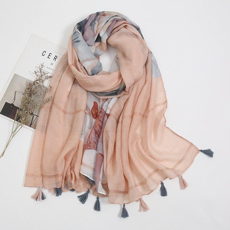 Fresh Floral Tassel Scarfs, view 4