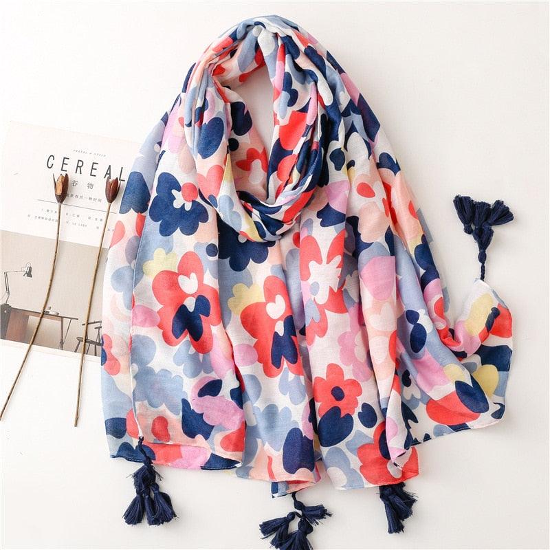 Fresh Floral Tassel Scarfs, view 6