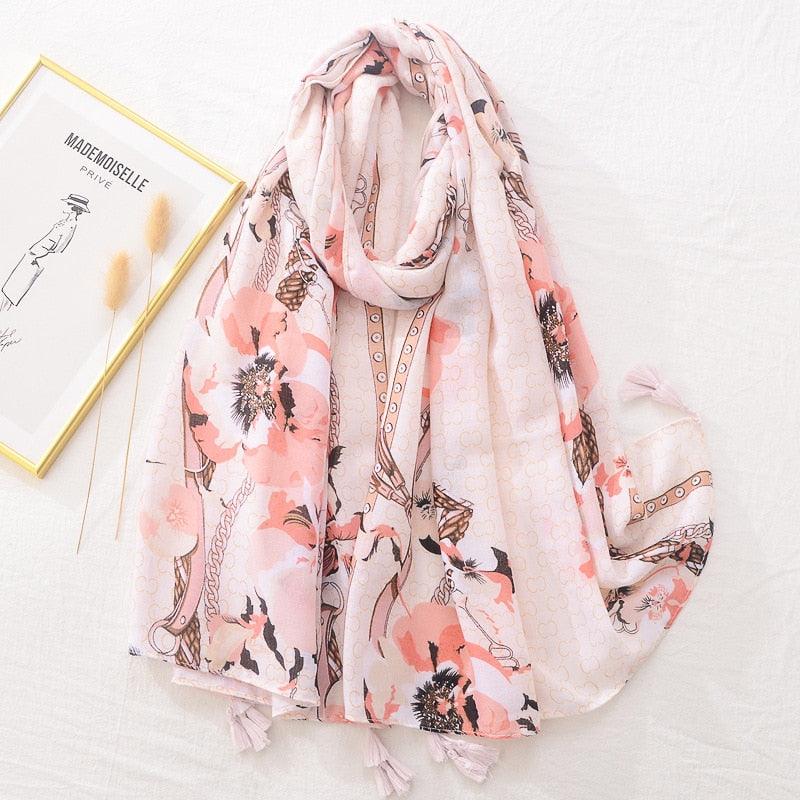 Fresh Floral Tassel Scarfs, view 8